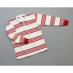 Wms Track Stripe Rugby Natural Red