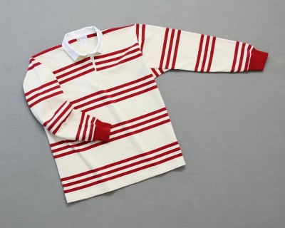 Wms Track Stripe Rugby Natural Red