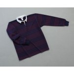 Wms Track Stripe Rugby Plum Navy