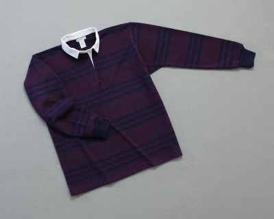 Wms Track Stripe Rugby Plum Navy