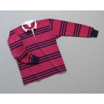 Wms Track Stripe Rugby Raspberry Navy