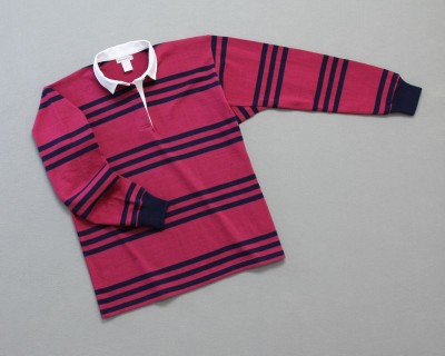 Wms Track Stripe Rugby Raspberry Navy