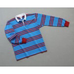 Wms Track Stripe Rugby Turquoise Red