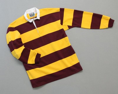 Mns Hoop Stripe Rugby Burgundy Gold