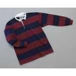 Mns Hoop Stripe Rugby Burgundy Navy