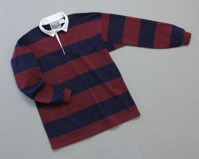 Wms College Stripe Rugby Burgundy Navy