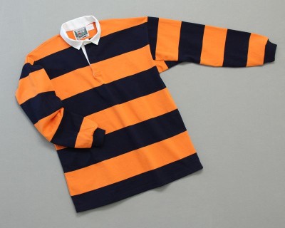 Mns Hoop Stripe Rugby Navy Orange