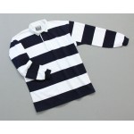 Mns Hoop Stripe Rugby Navy White