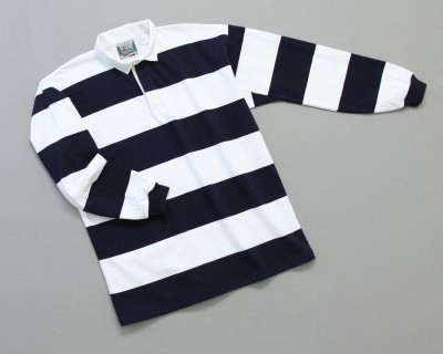 Mns Hoop Stripe Rugby Navy White