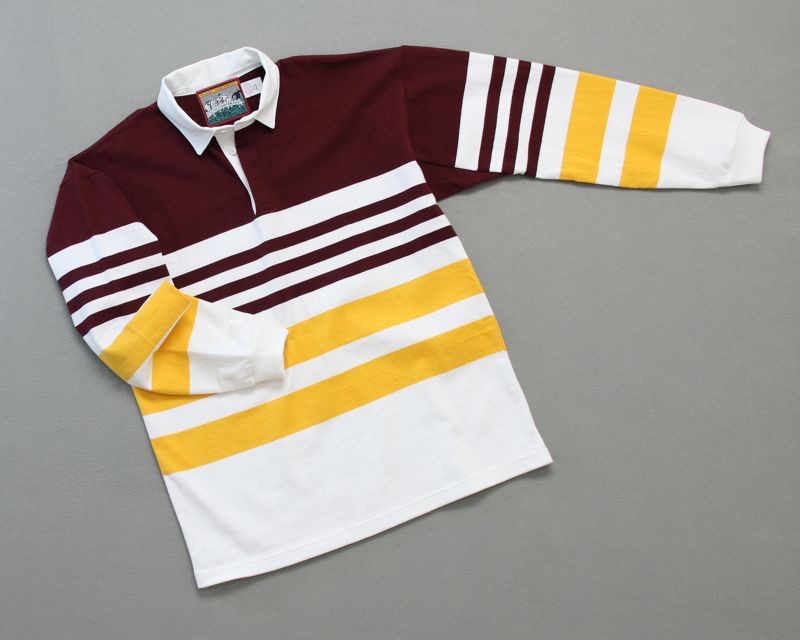 Mns Columbia Stripe Rugby Burgundy White Gold