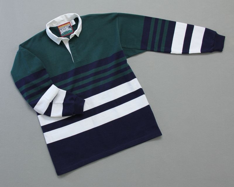 Mns Columbia Stripe Rugby Evergreen Navy White