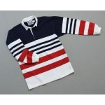 Mns Columbia Stripe Rugby Navy White Red