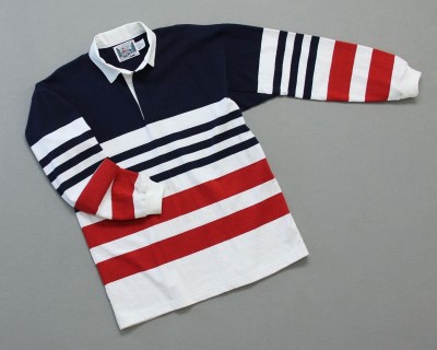 Mns Columbia Stripe Rugby Navy White Red