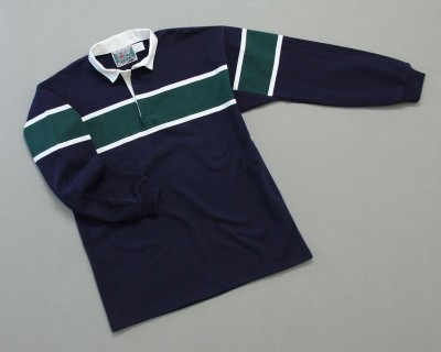 Mns Team Stripe Rugby Navy White Evergreen