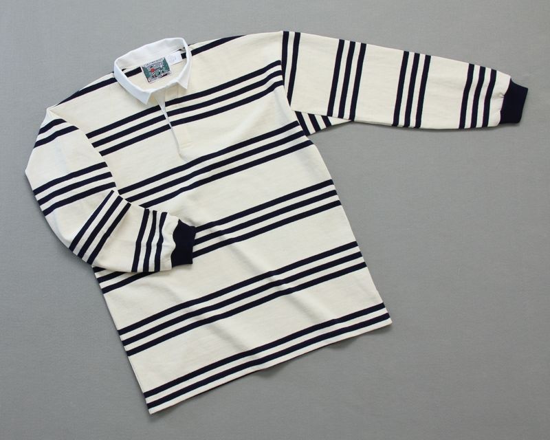 Mns Track Stripe Rugby Natural Navy