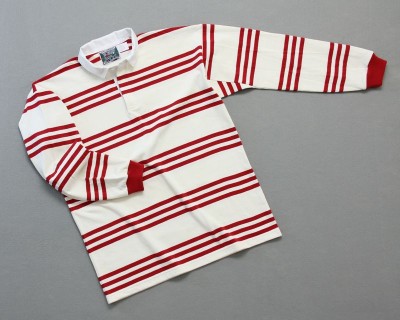 Mns Track Stripe Rugby Natural Red