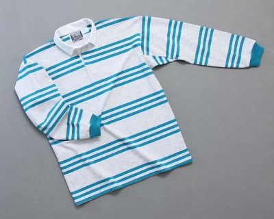 Mns Track Stripe Rugby Silver Jade