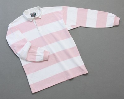 Mns Hoop Stripe Rugby Pink White