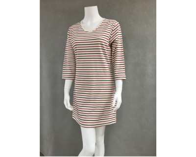 Wms Fine Gauge Dress Natural/Red/Navy