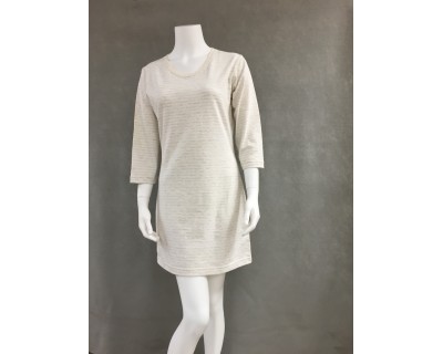 Wms Fine Gauge Dress Silver-heather/Natural