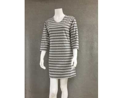 Wms Fine Gauge Dress Smokey/Natural/Navy