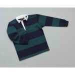 Kid's College Stripe Rugby Evergreen Navy