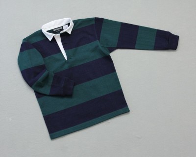 Kid's College Stripe Rugby Evergreen Navy