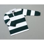 Kid's College Stripe Rugby Evergreen White