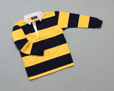 Kid's College Stripe Rugby Navy Gold