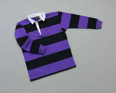 Kid's College Stripe Rugby Purple Black