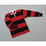 Wms College Stripe Rugby Black Red