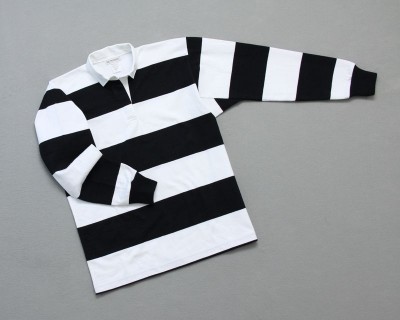 Wms College Stripe Rugby Black White