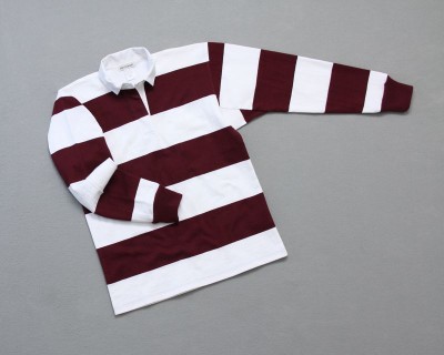 Wms College Stripe Rugby Burgundy White