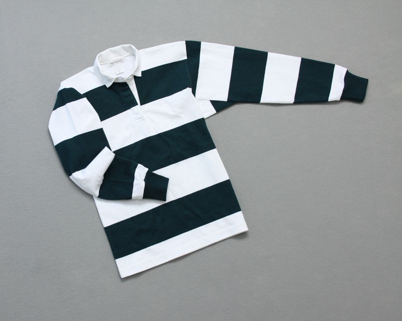 Wms College Stripe Rugby Evergreen White