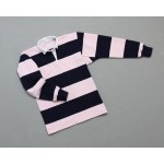 Wms College Stripe Rugby Navy Pink