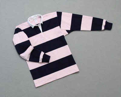 Wms College Stripe Rugby Navy Pink